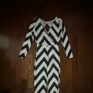 Chevron Patterned Black and White one piece